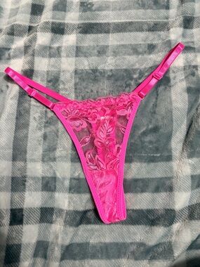 Hot Pink Lace Strappy Thong